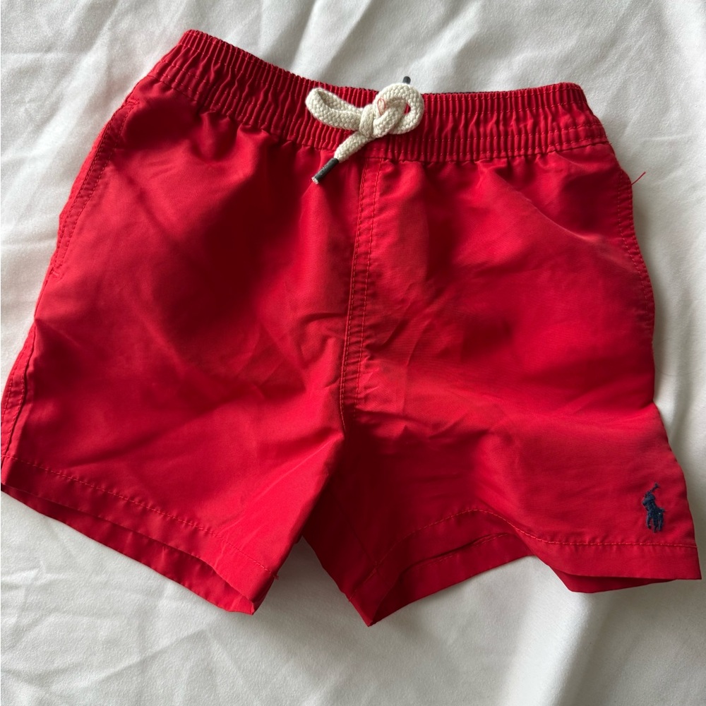 Ralph Lauren Navy and Red Elastic Waist Swim Shorts